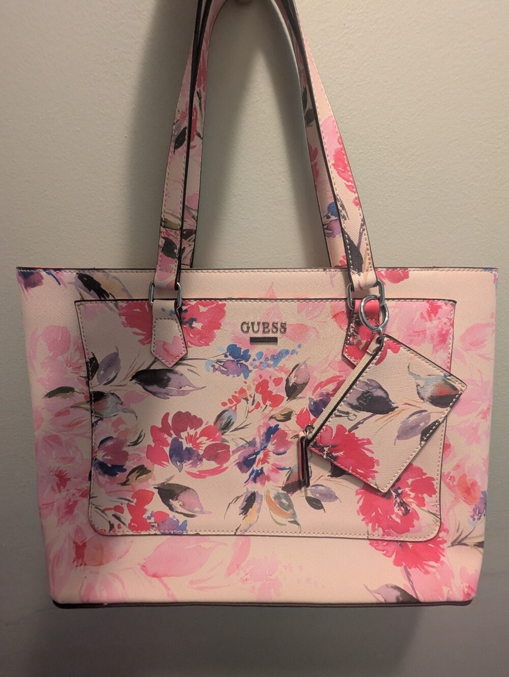 ✨ LIKE NEW ✨ GUESS Homestead Floral Watercolor Tote Bag With Pouch
